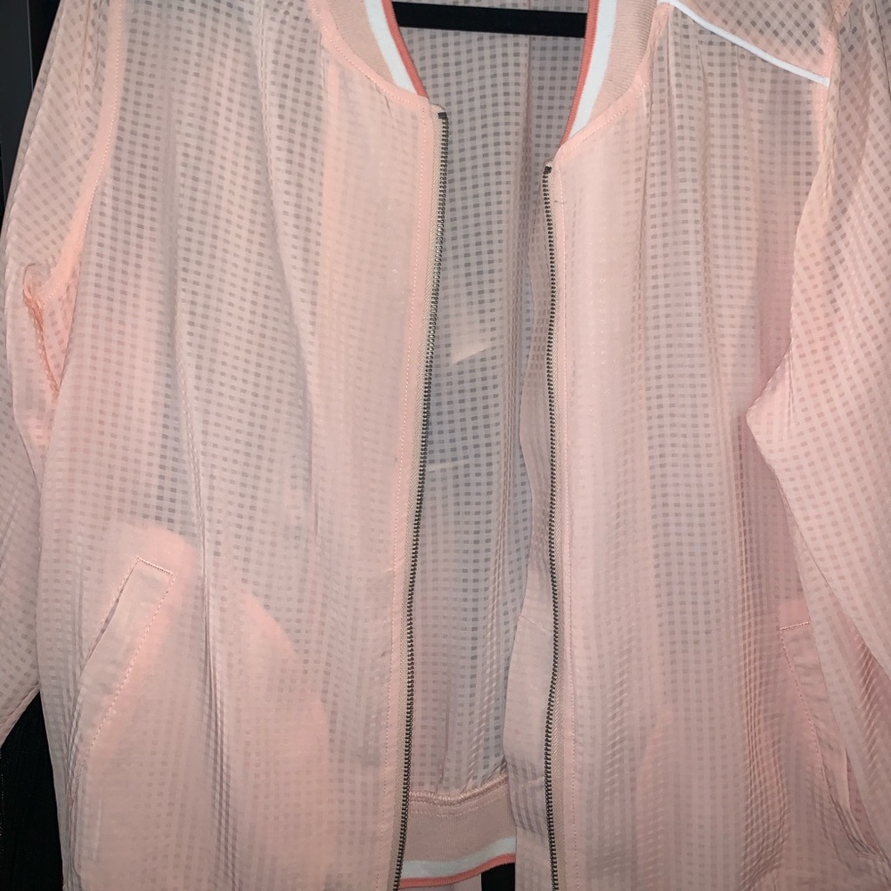 Peach varsity jacket